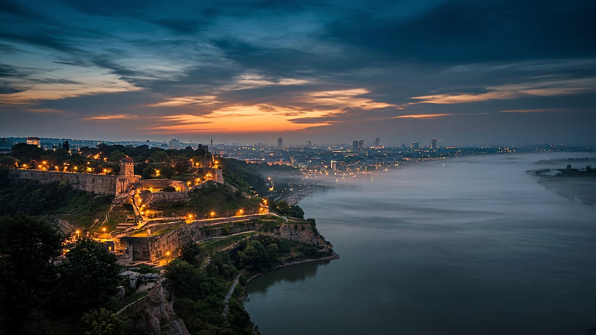 Belgrade at night — city and river panorama