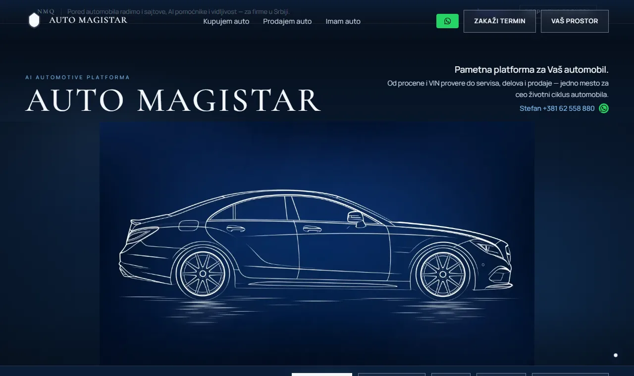 Auto Magistar — An AI platform for cars — five functional modules.