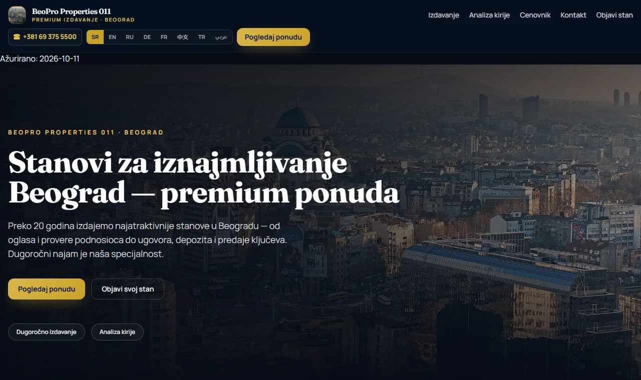BeoPro Properties 011 — Real estate with separate flows for owners and tenants.